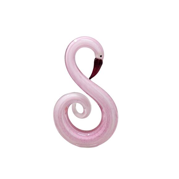 Pink Flamingo Murano Style Hand Blown Swirl Art Glass 12" Palm Spring Kitsch - Picture 3 of 4